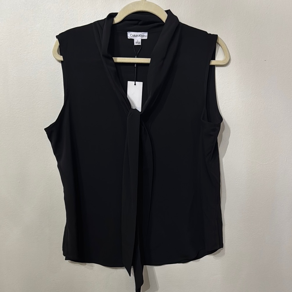 Calvin Klein Women's Black Button Down Sleeveless Top NWT